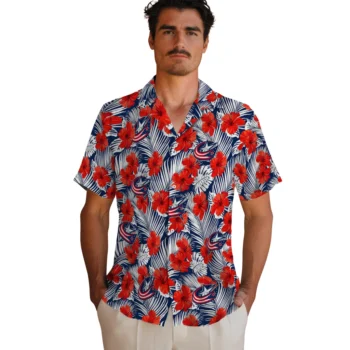columbus blue jackets hibiscus fiesta red royal blue hawaiian shirts fashion forward