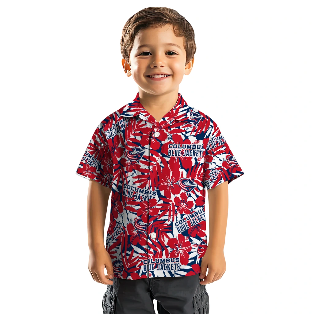 Columbus Blue Jackets Hawaiian Shirt - Hibiscus Overlay columbus blue jackets hibiscus overlay hawaiian shirts top rated