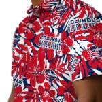 Columbus Blue Jackets Hawaiian Shirt – Hibiscus Overlay