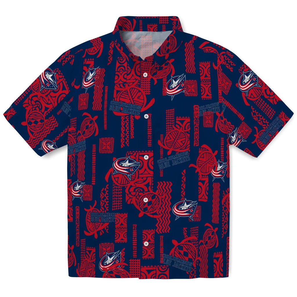 Columbus Blue Jackets Hawaiian Shirt - Turtle Lines columbus blue jackets turtle lines navy blue hawaiian shirts best selling