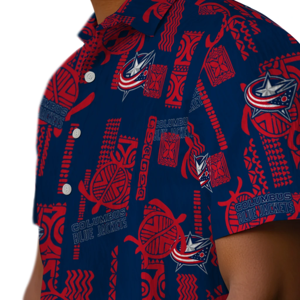 Columbus Blue Jackets Hawaiian Shirt - Turtle Lines columbus blue jackets turtle lines navy blue hawaiian shirts trendy