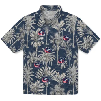 columbus blue jackets palm shadows navy blue hawaiian shirts best selling