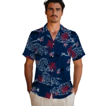 columbus blue jackets wave palm navy blue hawaiian shirts fashion forward
