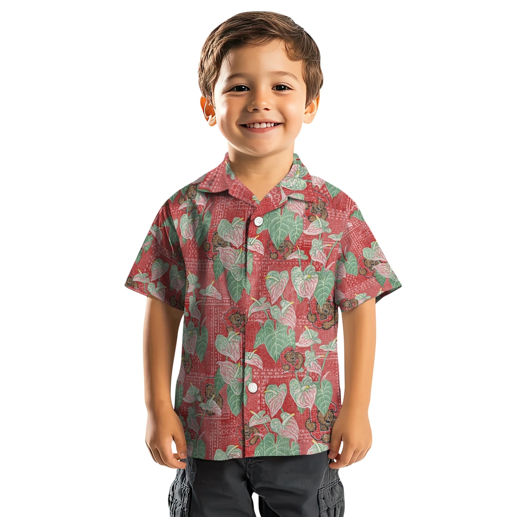 Cornell Big Red Hawaiian Shirt - Anthurium Overlay cornell big red anthurium overlay red hawaiian shirts top rated