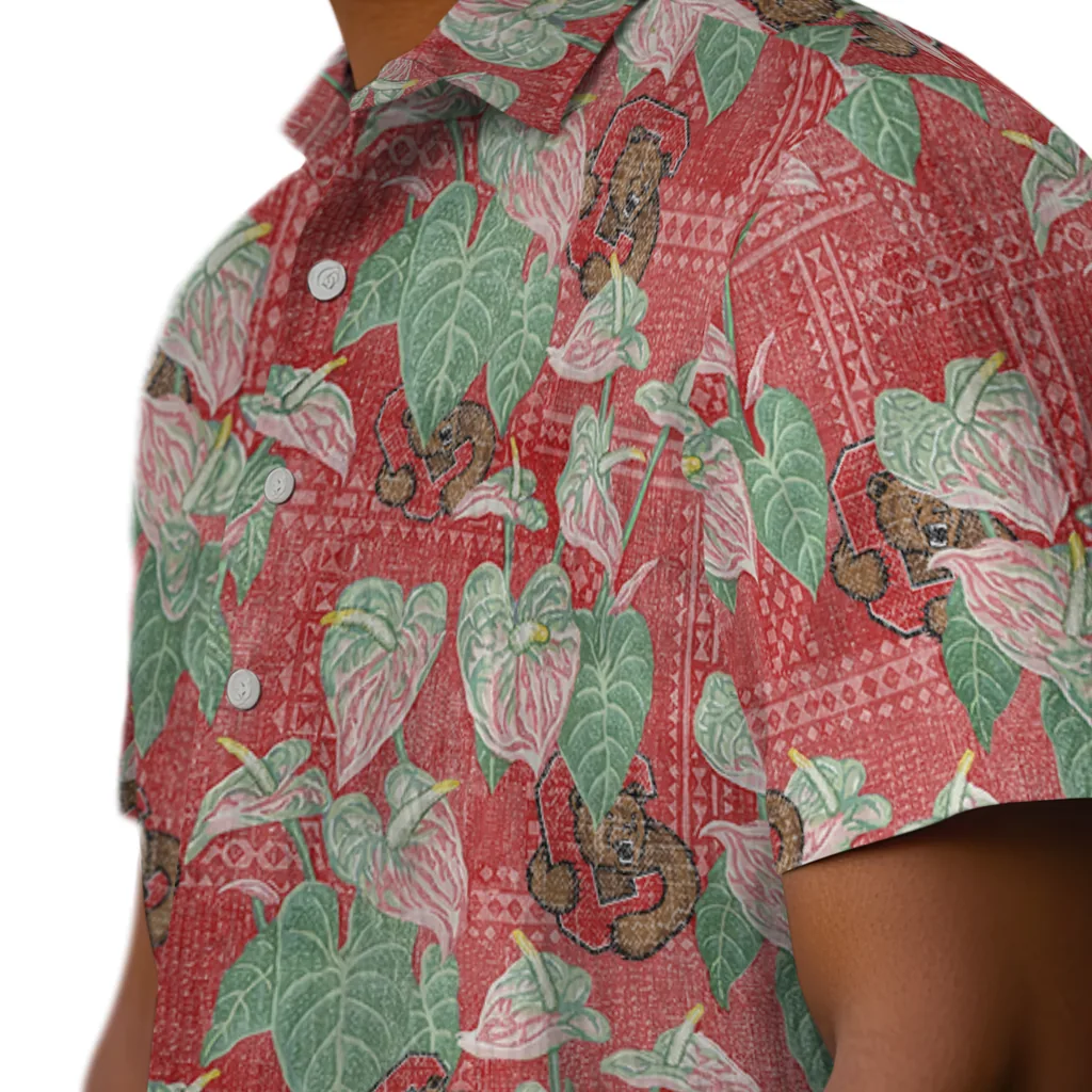 Cornell Big Red Hawaiian Shirt - Anthurium Overlay cornell big red anthurium overlay red hawaiian shirts trendy