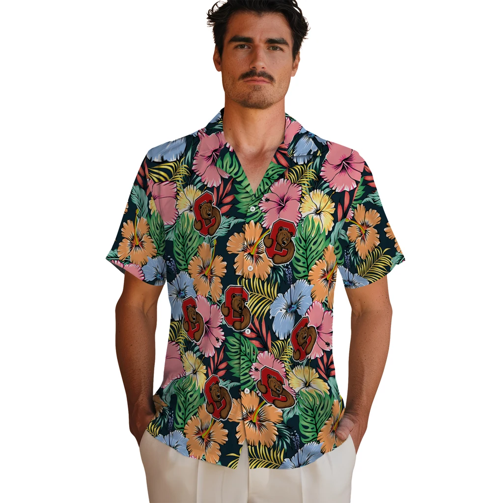 Cornell Big Red Hawaiian Shirt - Brilliant Hibiscus Garden cornell big red brilliant hibiscus garden hawaiian shirts fashion forward