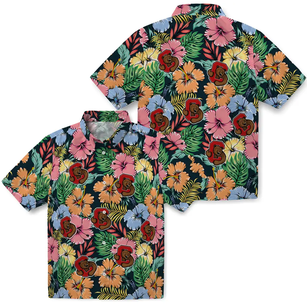 Cornell Big Red Hawaiian Shirt - Brilliant Hibiscus Garden cornell big red brilliant hibiscus garden hawaiian shirts high quality