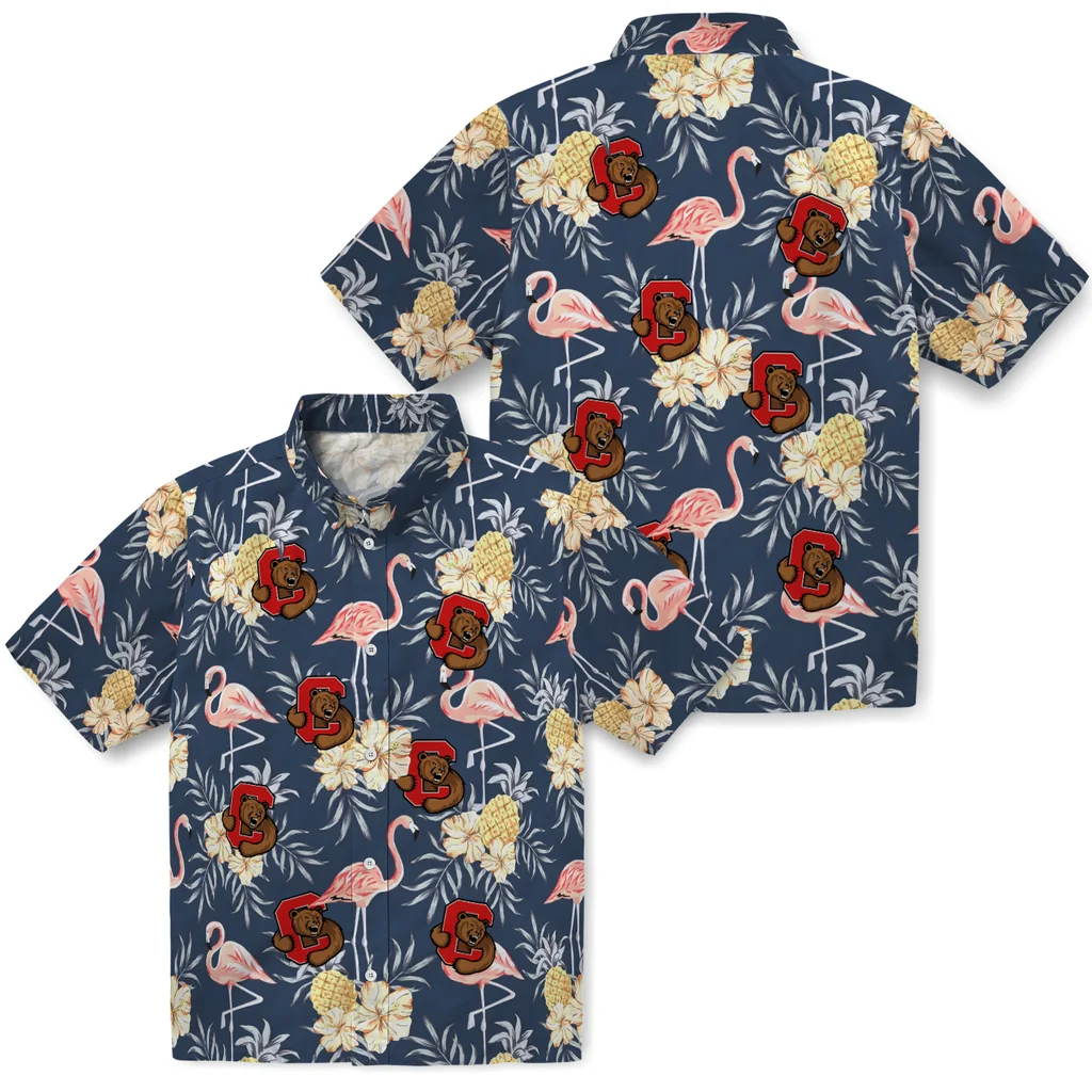 Cornell Big Red Hawaiian Shirt - Flamingo Hibiscus cornell big red flamingo hibiscus navy hawaiian shirts high quality