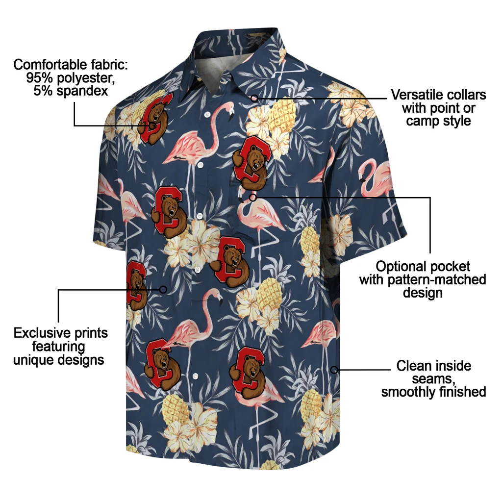 Cornell Big Red Hawaiian Shirt - Flamingo Hibiscus cornell big red flamingo hibiscus navy hawaiian shirts new arrival