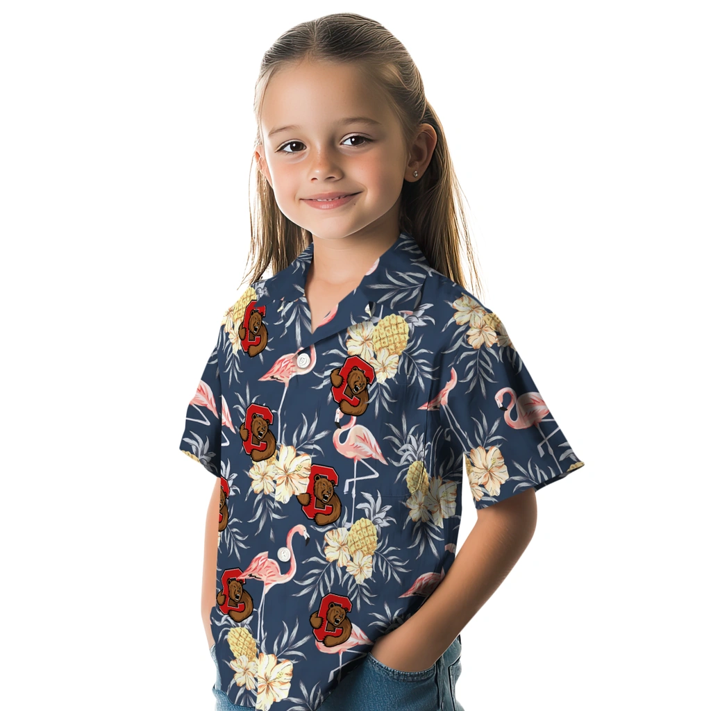 Cornell Big Red Hawaiian Shirt - Flamingo Hibiscus cornell big red flamingo hibiscus navy hawaiian shirts premium grade