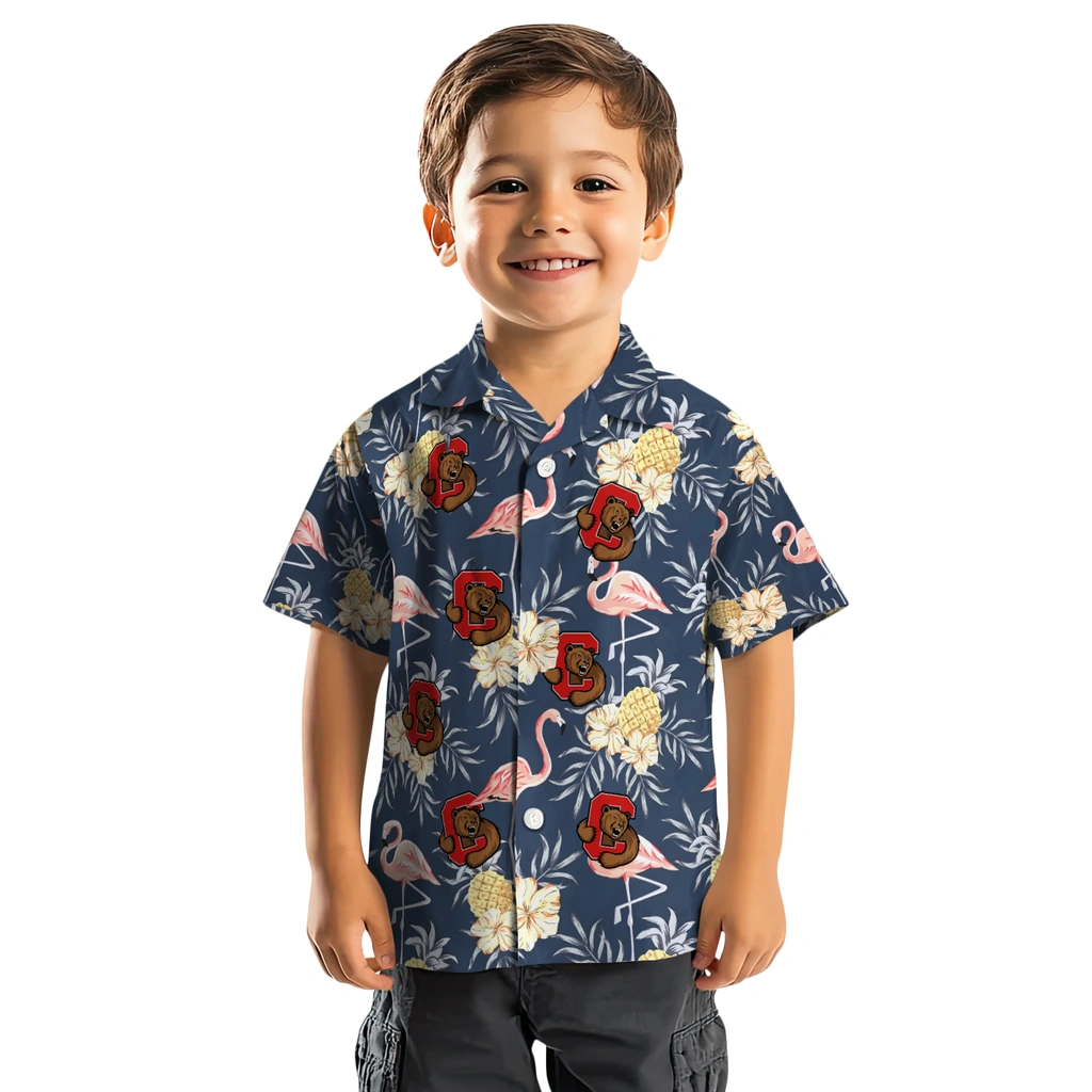 Cornell Big Red Hawaiian Shirt - Flamingo Hibiscus cornell big red flamingo hibiscus navy hawaiian shirts top rated
