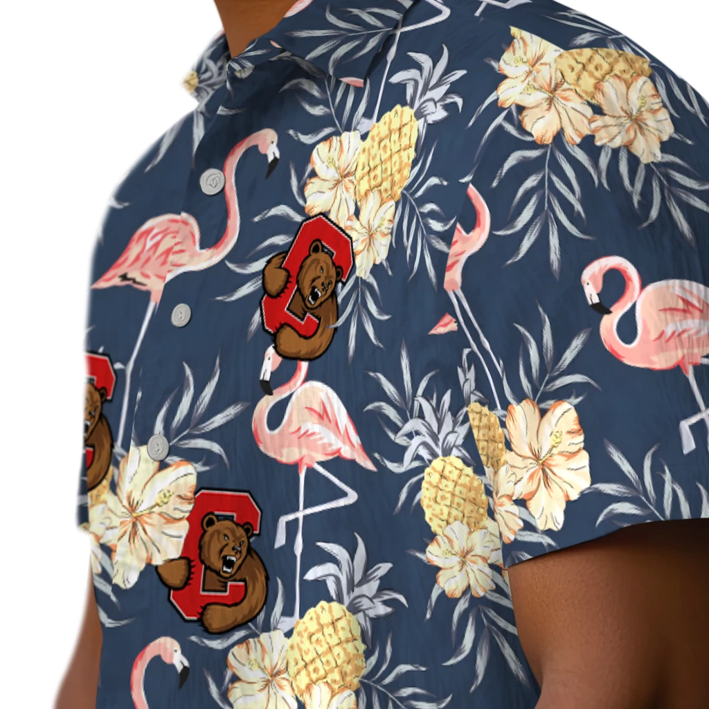 Cornell Big Red Hawaiian Shirt - Flamingo Hibiscus cornell big red flamingo hibiscus navy hawaiian shirts trendy