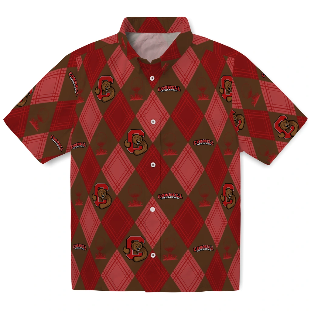 Cornell Big Red Hawaiian Shirt - Golfing Plaid cornell big red balloon plaid red hawaiian shirts best selling