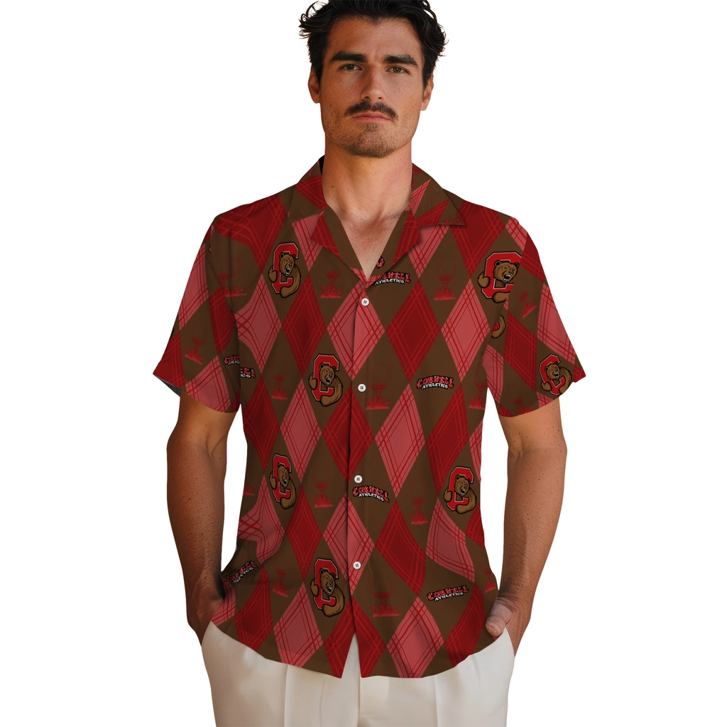 Cornell Big Red Hawaiian Shirt - Golfing Plaid cornell big red balloon plaid red hawaiian shirts fashion forward
