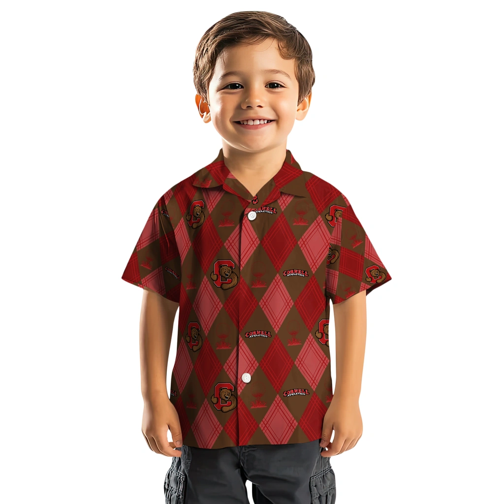 Cornell Big Red Hawaiian Shirt - Golfing Plaid cornell big red balloon plaid red hawaiian shirts top rated