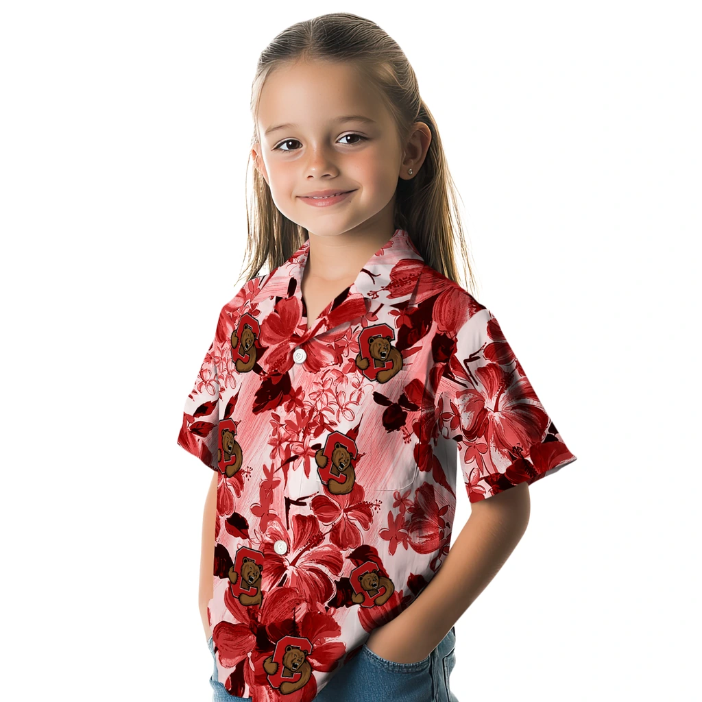 Cornell Big Red Hawaiian Shirt - Hibiscus Arrangement cornell big red hibiscus arrangement red hawaiian shirts premium grade