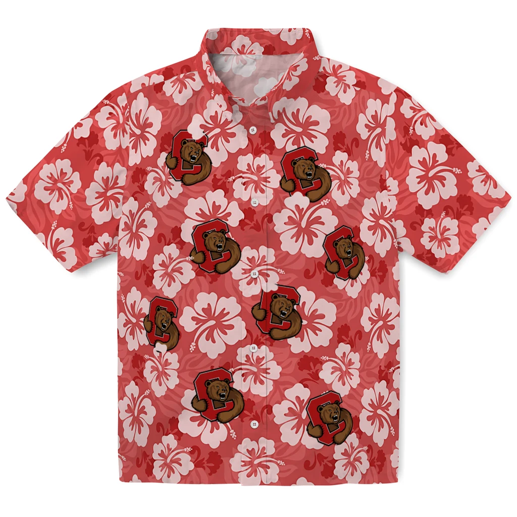 Cornell Big Red Hawaiian Shirt - Hibiscus Cluster cornell big red hibiscus cluster red hawaiian shirts best selling