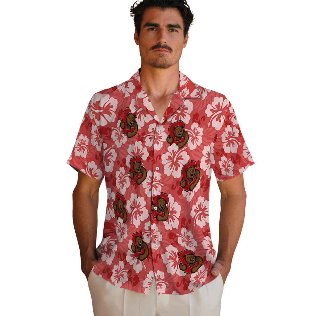 Cornell Big Red Hawaiian Shirt - Hibiscus Cluster cornell big red hibiscus cluster red hawaiian shirts fashion forward