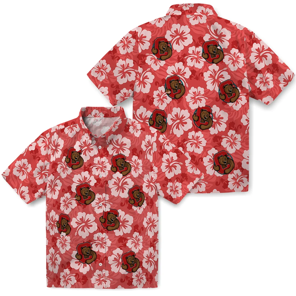 Cornell Big Red Hawaiian Shirt - Hibiscus Cluster cornell big red hibiscus cluster red hawaiian shirts high quality