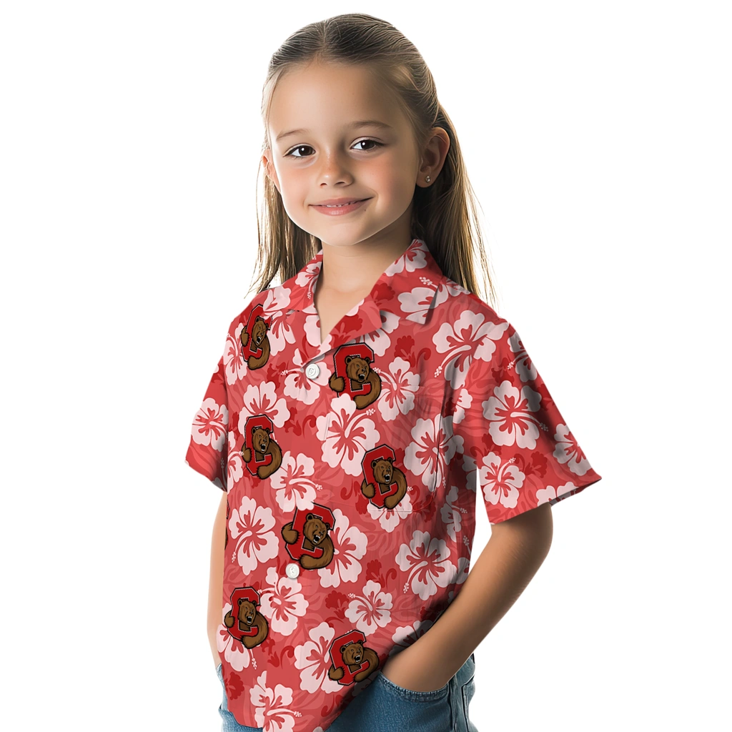 Cornell Big Red Hawaiian Shirt - Hibiscus Cluster cornell big red hibiscus cluster red hawaiian shirts premium grade