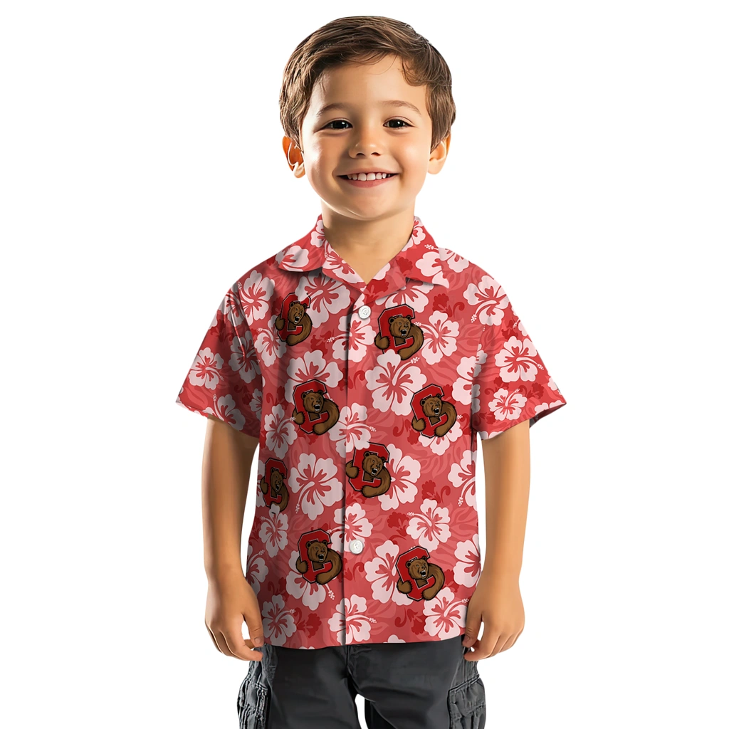 Cornell Big Red Hawaiian Shirt - Hibiscus Cluster cornell big red hibiscus cluster red hawaiian shirts top rated