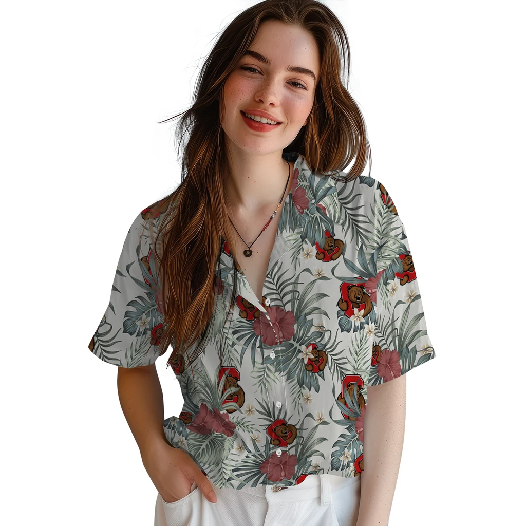 Cornell Big Red Hawaiian Shirt - Hibiscus Designs cornell big red hibiscus designs beige hawaiian shirts latest model