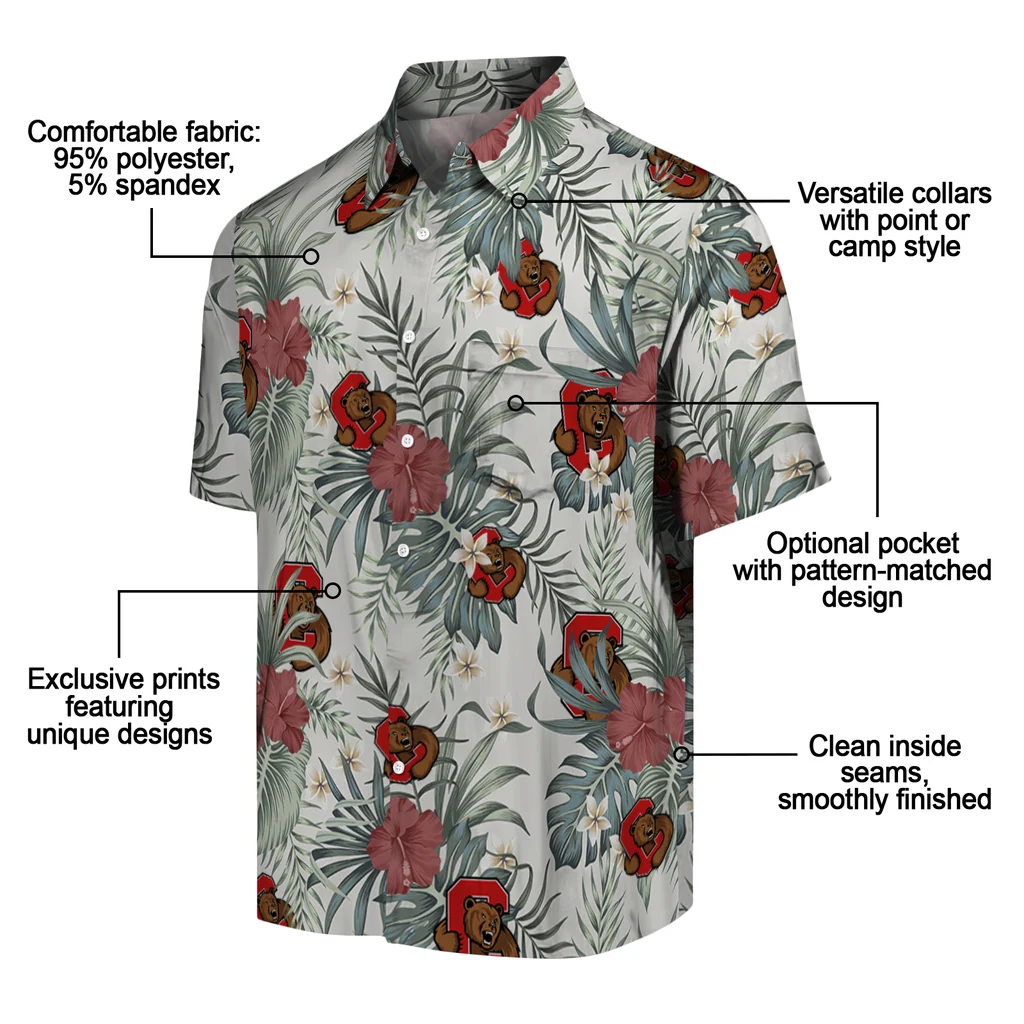 Cornell Big Red Hawaiian Shirt - Hibiscus Designs cornell big red hibiscus designs beige hawaiian shirts new arrival