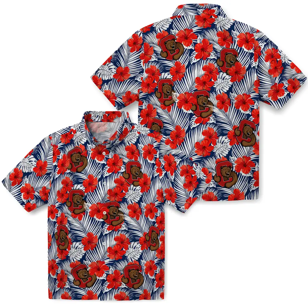 Cornell Big Red Hawaiian Shirt - Hibiscus Fiesta cornell big red hibiscus fiesta red royal blue hawaiian shirts high quality