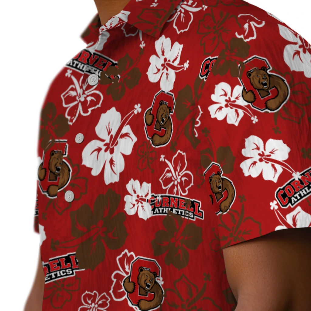 Cornell Big Red Hawaiian Shirt - Hibiscus Flower Design cornell big red hibiscus bloom red hawaiian shirts trendy