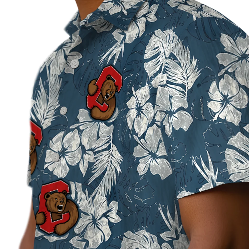Cornell Big Red Hawaiian Shirt - Hibiscus Flowers cornell big red hibiscus flowers navy blue hawaiian shirts trendy
