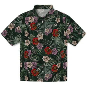 cornell big red hibiscus leaves pattern green hawaiian shirts best selling