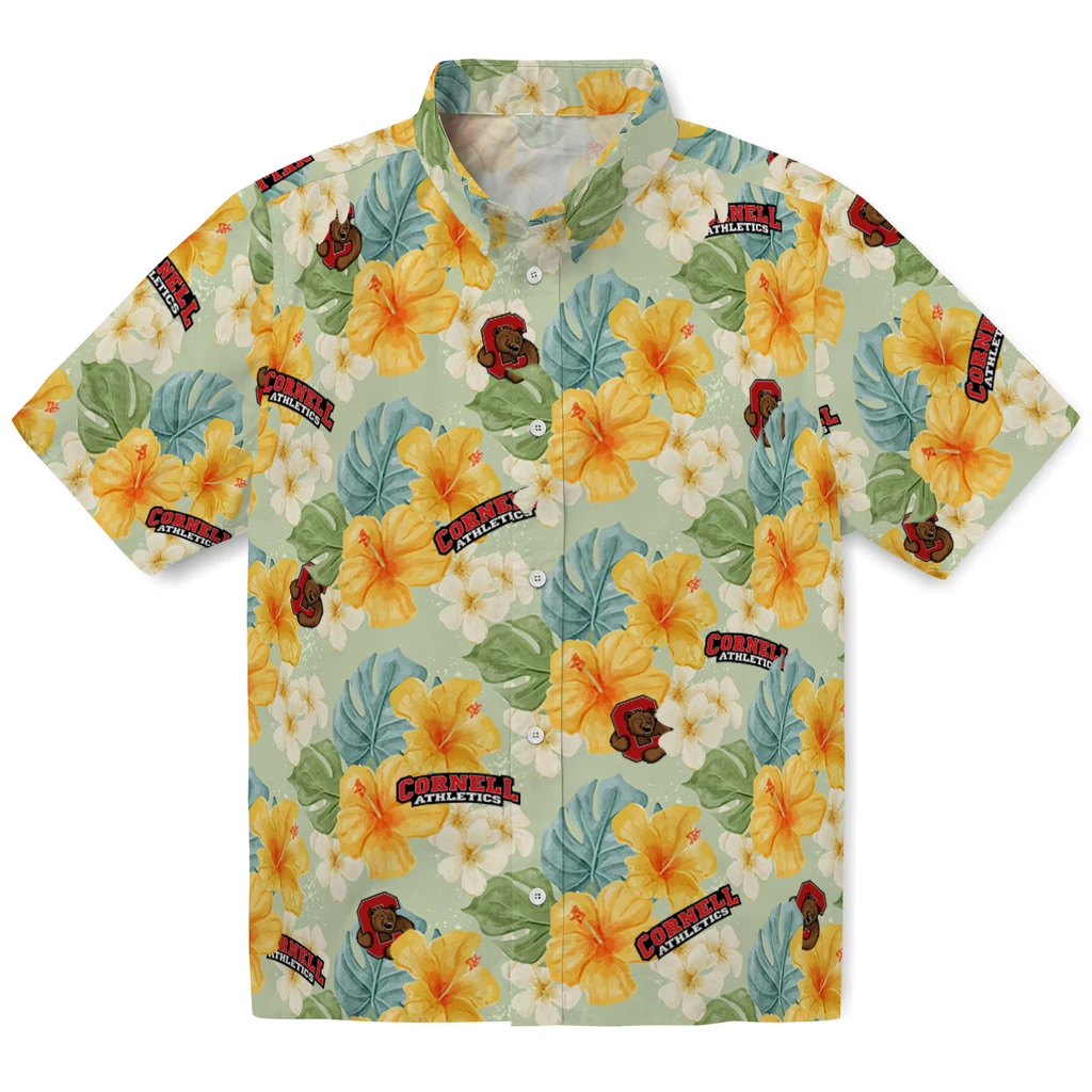 Cornell Big Red Hawaiian Shirt - Hibiscus Mood cornell big red hibiscus mood pale lime yellow hawaiian shirts best selling