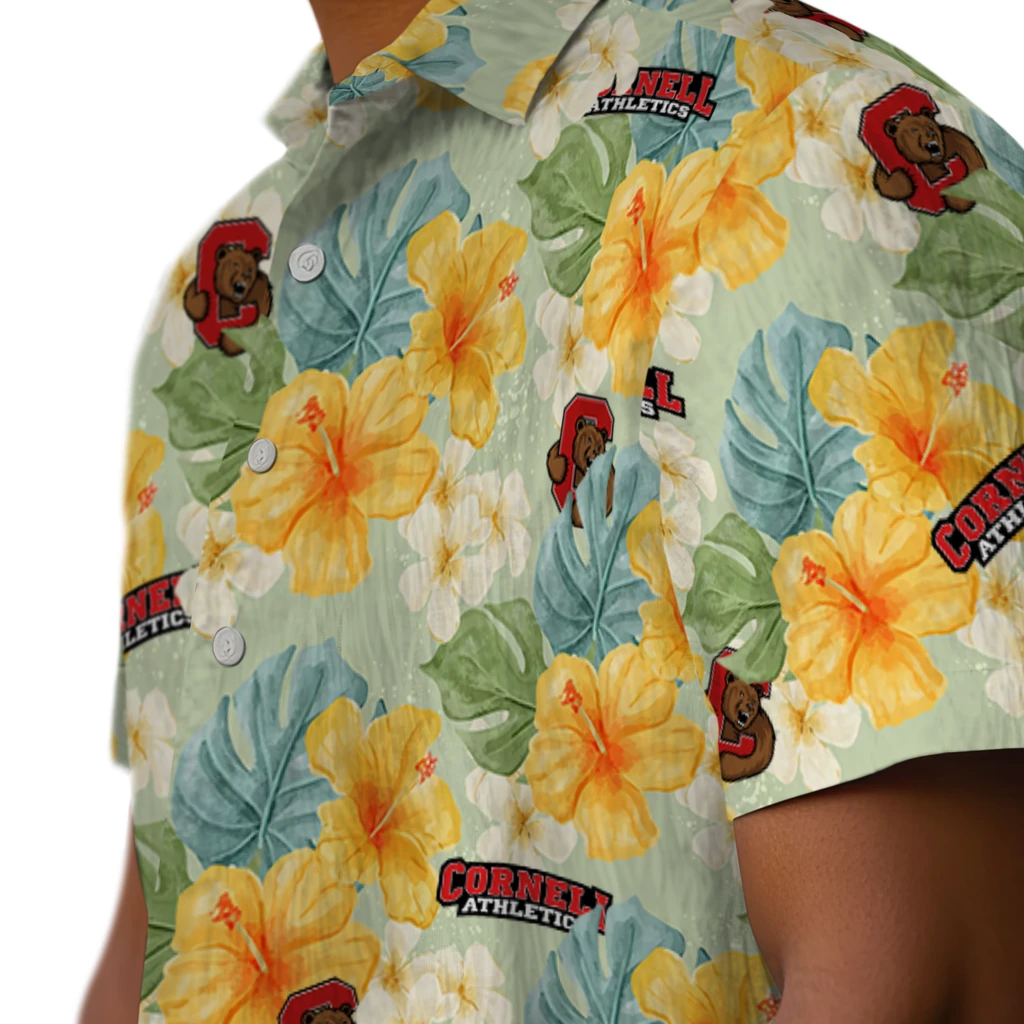 Cornell Big Red Hawaiian Shirt - Hibiscus Mood cornell big red hibiscus mood pale lime yellow hawaiian shirts trendy