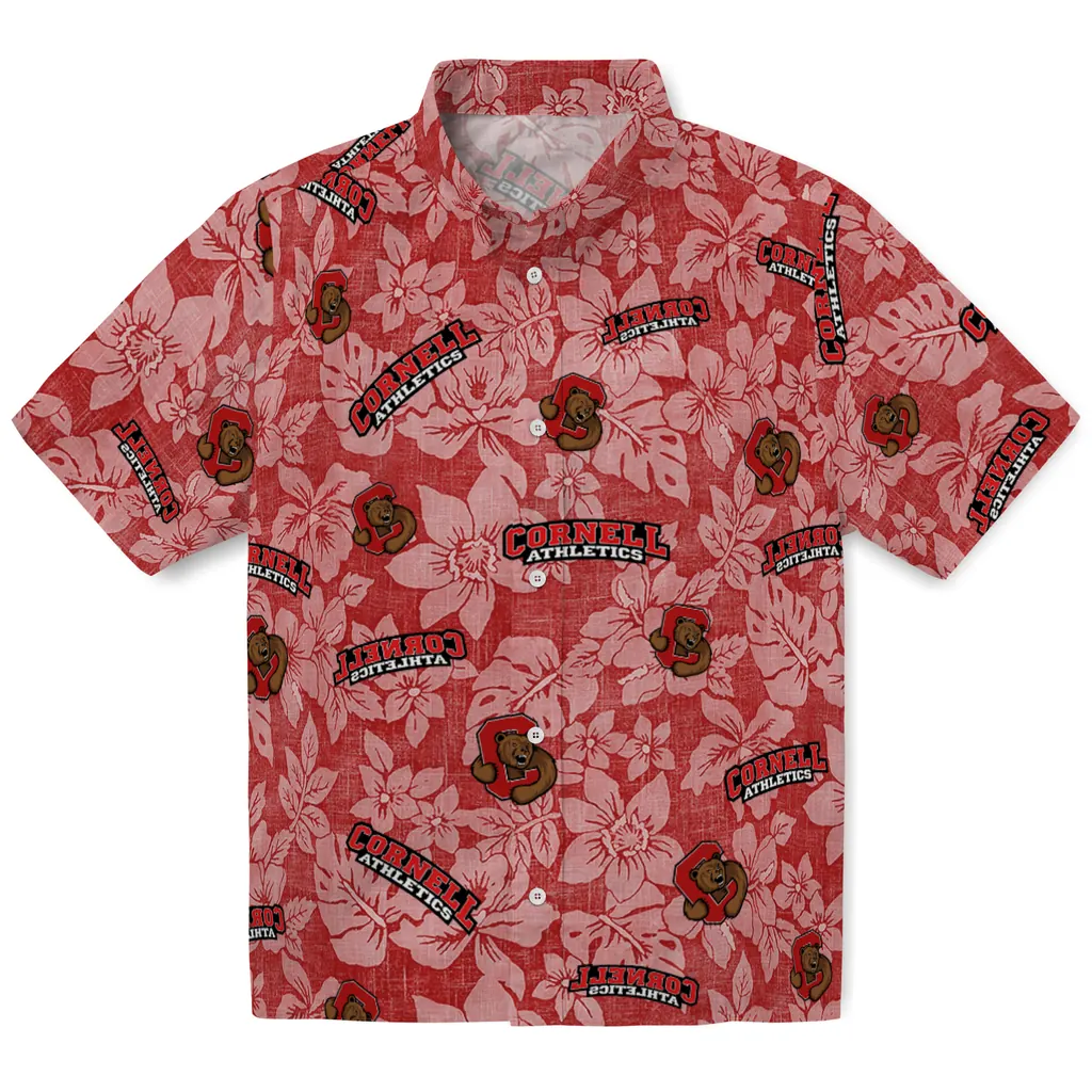 Cornell Big Red Hawaiian Shirt - Hibiscus Oasis cornell big red hibiscus oasis red hawaiian shirts best selling