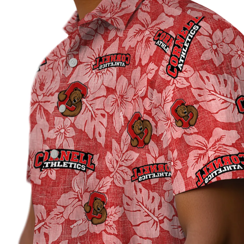 Cornell Big Red Hawaiian Shirt - Hibiscus Oasis cornell big red hibiscus oasis red hawaiian shirts trendy