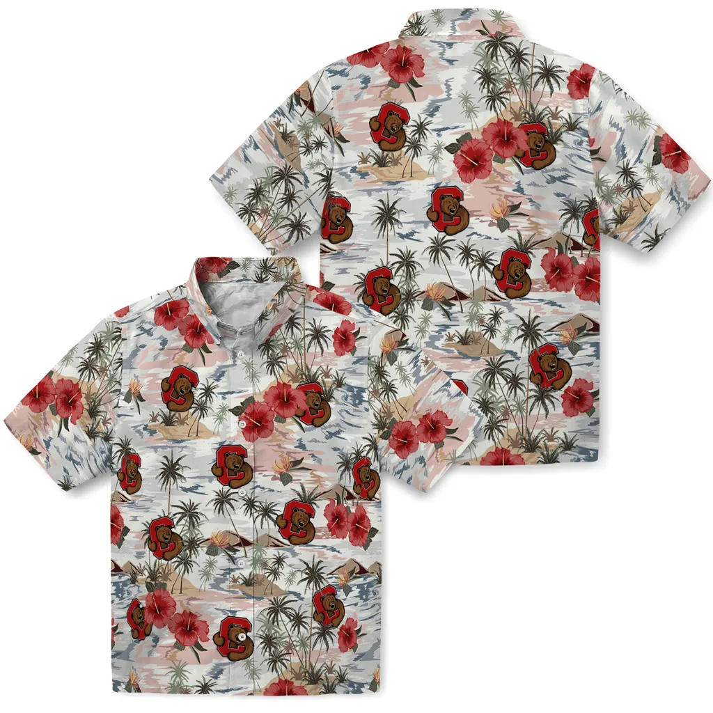 Cornell Big Red Hawaiian Shirt - Hibiscus Seaside cornell big red hibiscus seaside white hawaiian shirts high quality