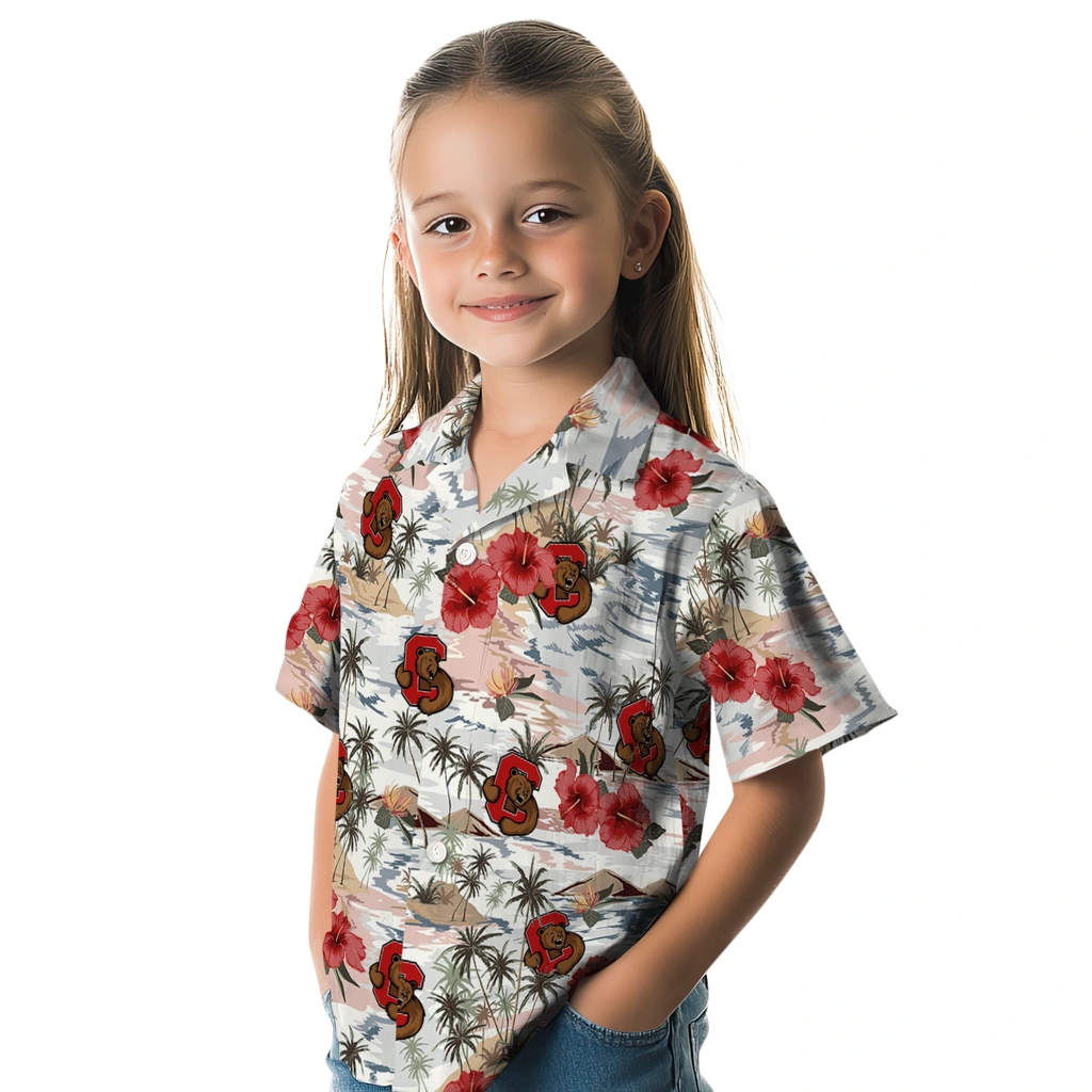 Cornell Big Red Hawaiian Shirt - Hibiscus Seaside cornell big red hibiscus seaside white hawaiian shirts premium grade