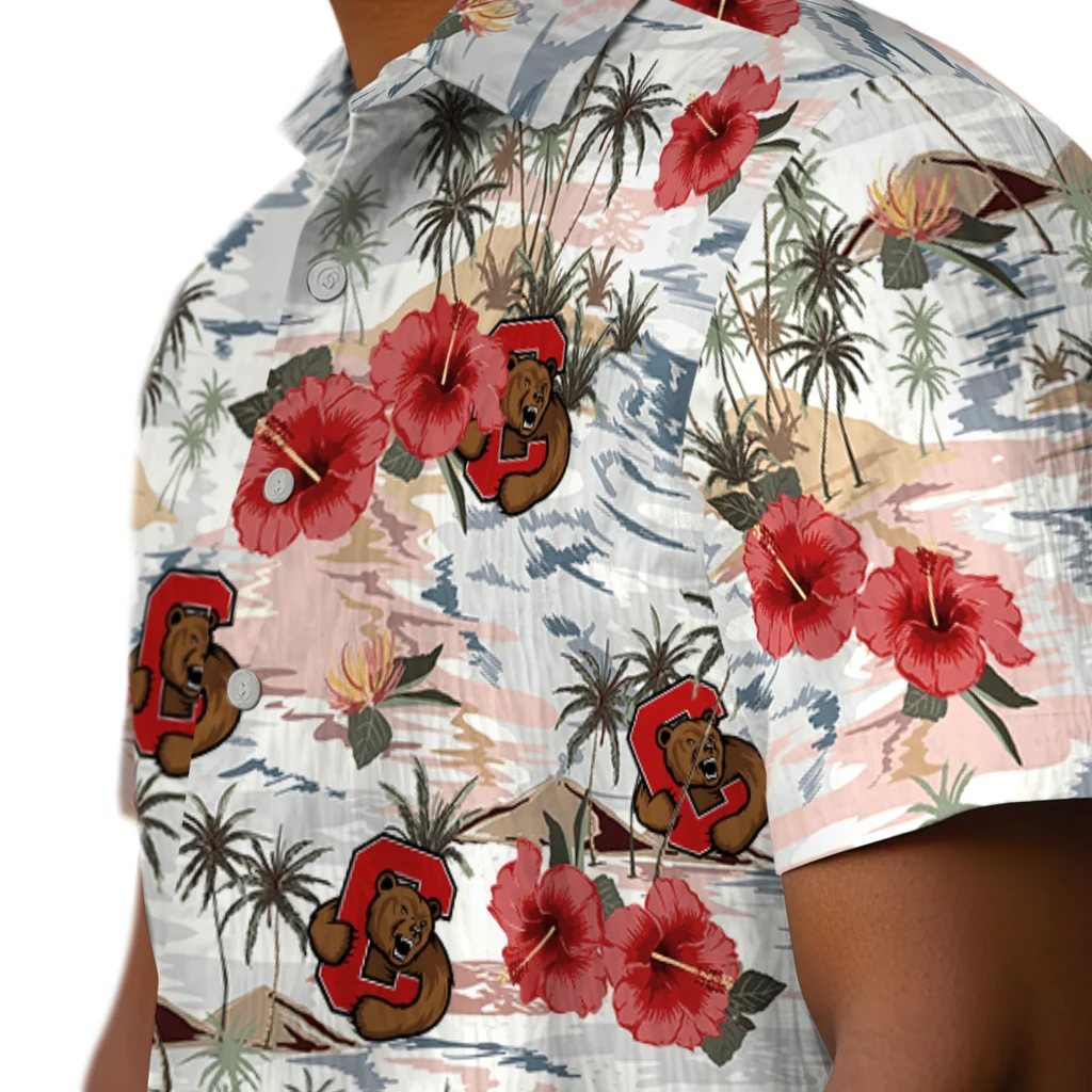 Cornell Big Red Hawaiian Shirt - Hibiscus Seaside cornell big red hibiscus seaside white hawaiian shirts trendy