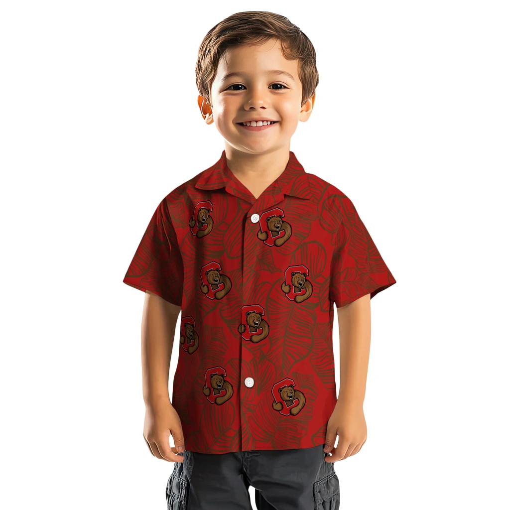 Cornell Big Red Hawaiian Shirt - Leaf Outline cornell big red leaf outline red hawaiian shirts top rated