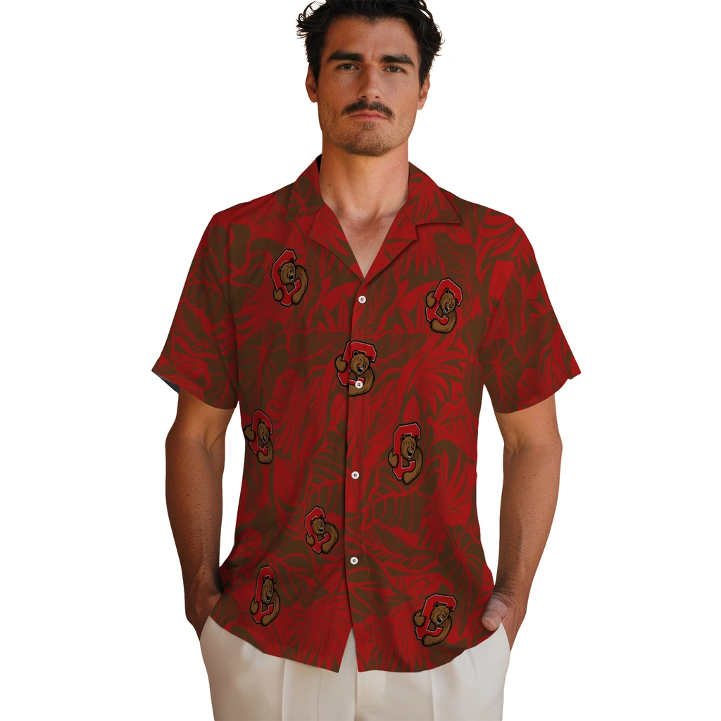 Cornell Big Red Hawaiian Shirt - Monstera Layer cornell big red monstera layer red hawaiian shirts fashion forward