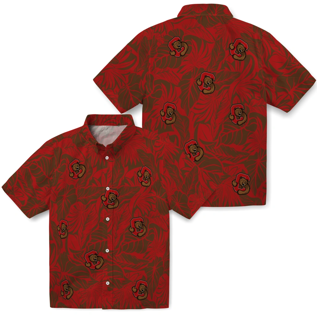 Cornell Big Red Hawaiian Shirt - Monstera Layer cornell big red monstera layer red hawaiian shirts high quality