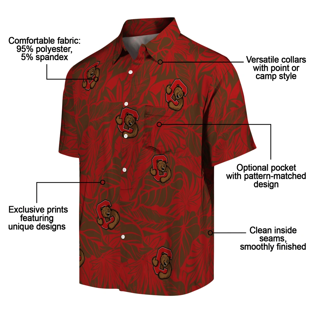 Cornell Big Red Hawaiian Shirt - Monstera Layer cornell big red monstera layer red hawaiian shirts new arrival
