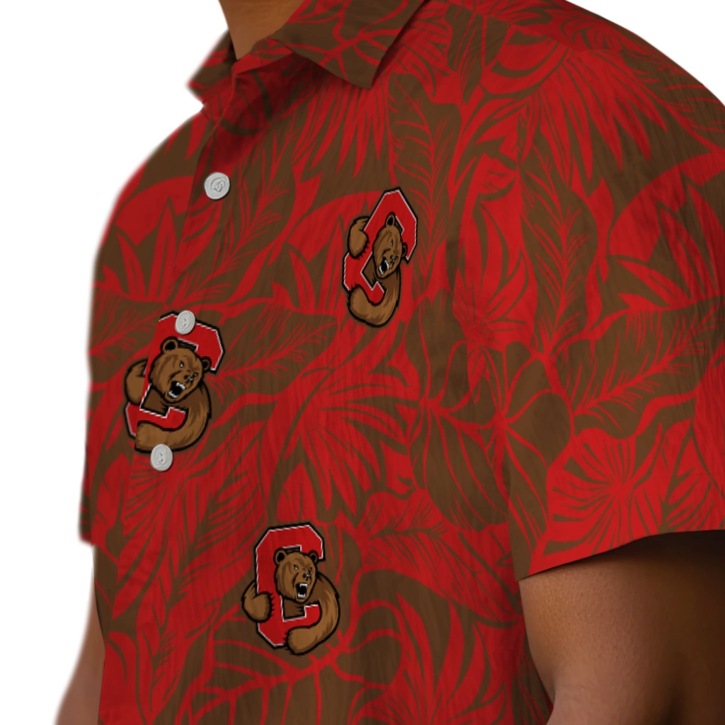 Cornell Big Red Hawaiian Shirt - Monstera Layer cornell big red monstera layer red hawaiian shirts trendy