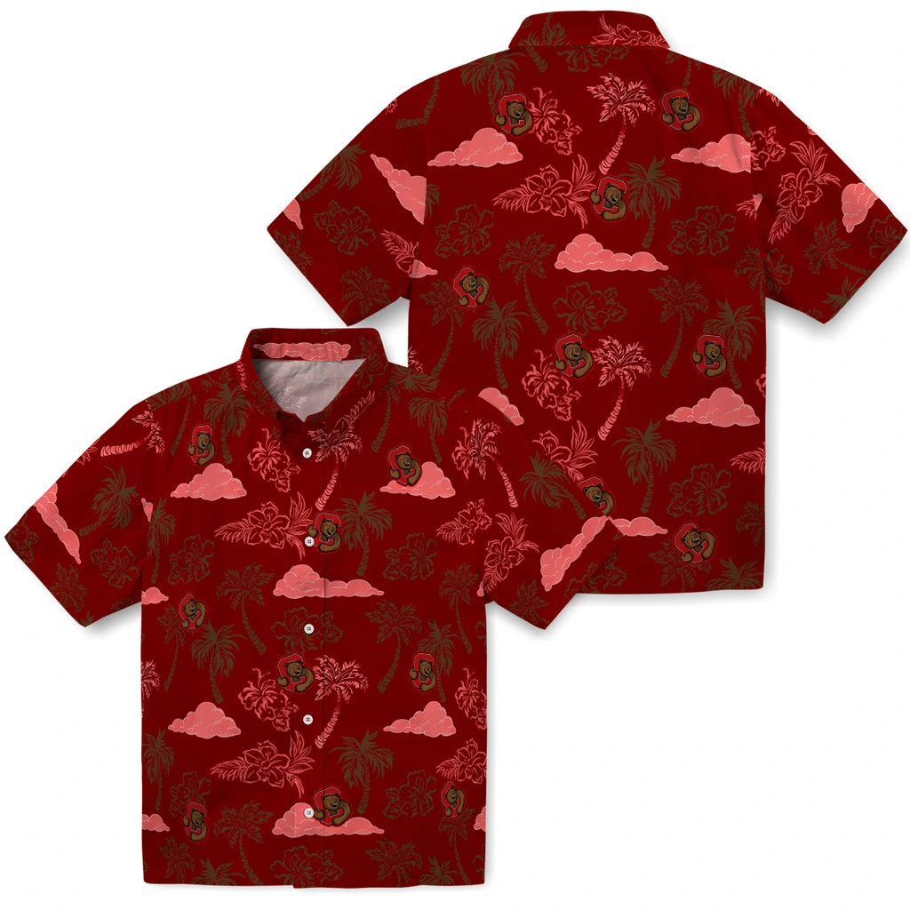 Cornell Big Red Hawaiian Shirt - Palm And Clouds cornell big red palm and clouds red hawaiian shirts high quality