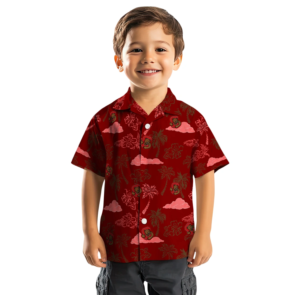 Cornell Big Red Hawaiian Shirt - Palm And Clouds cornell big red palm and clouds red hawaiian shirts top rated
