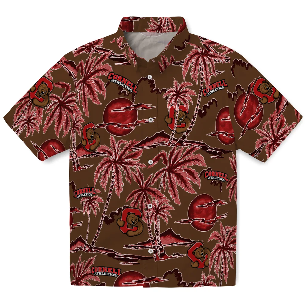 Cornell Big Red Hawaiian Shirt - Palm Sunset cornell big red palm sunset hawaiian shirts best selling