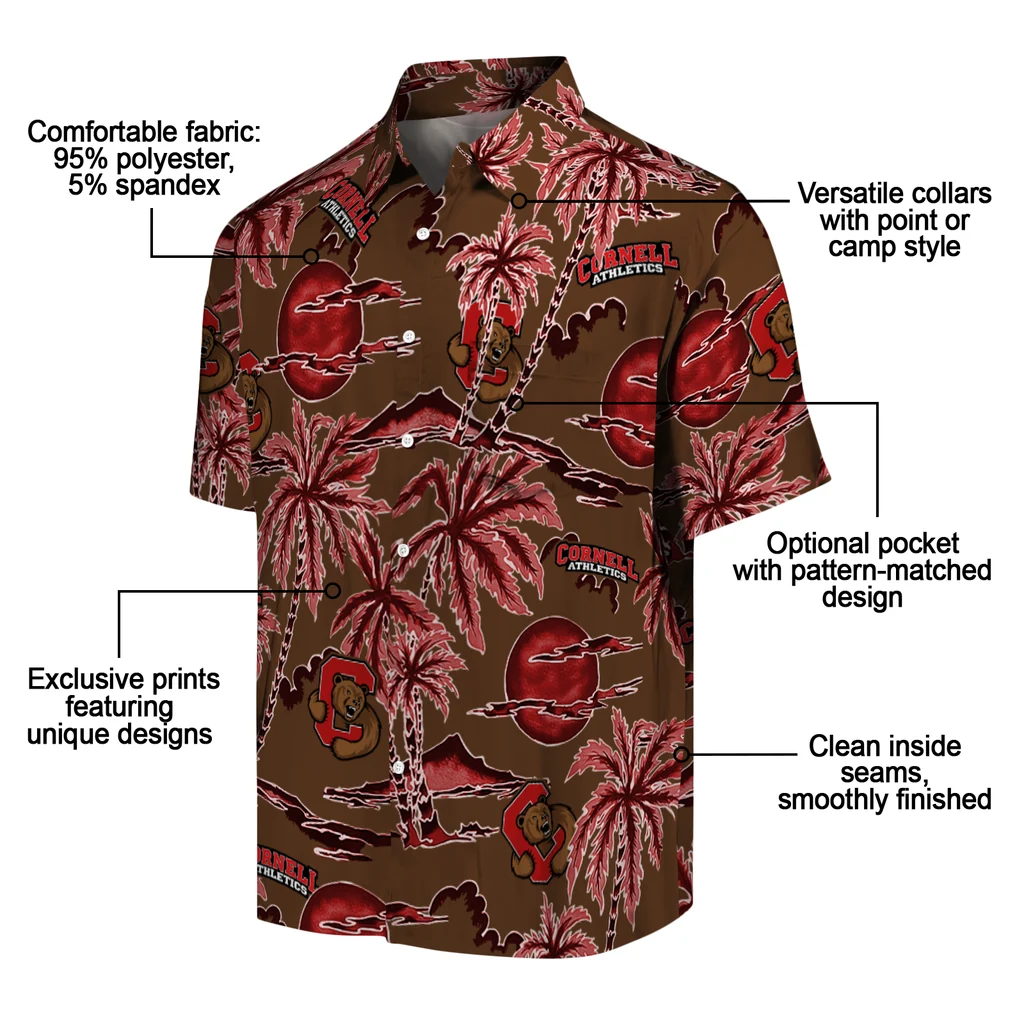 Cornell Big Red Hawaiian Shirt - Palm Sunset cornell big red palm sunset hawaiian shirts new arrival