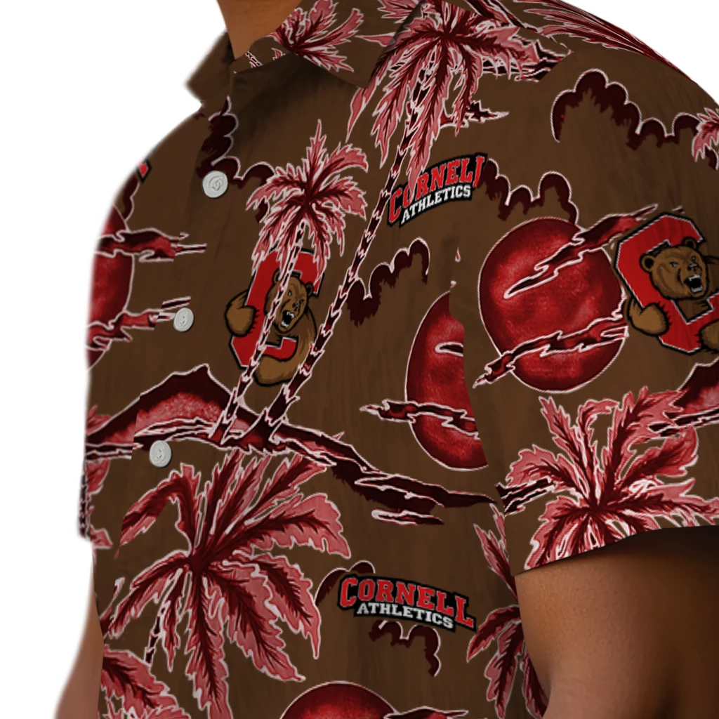 Cornell Big Red Hawaiian Shirt - Palm Sunset cornell big red palm sunset hawaiian shirts trendy