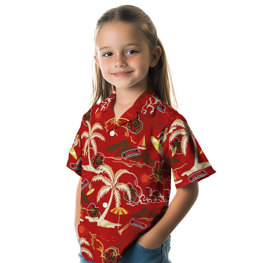 Cornell Big Red Hawaiian Shirt - Palm Tree Island cornell big red palm tree island red hawaiian shirts premium grade