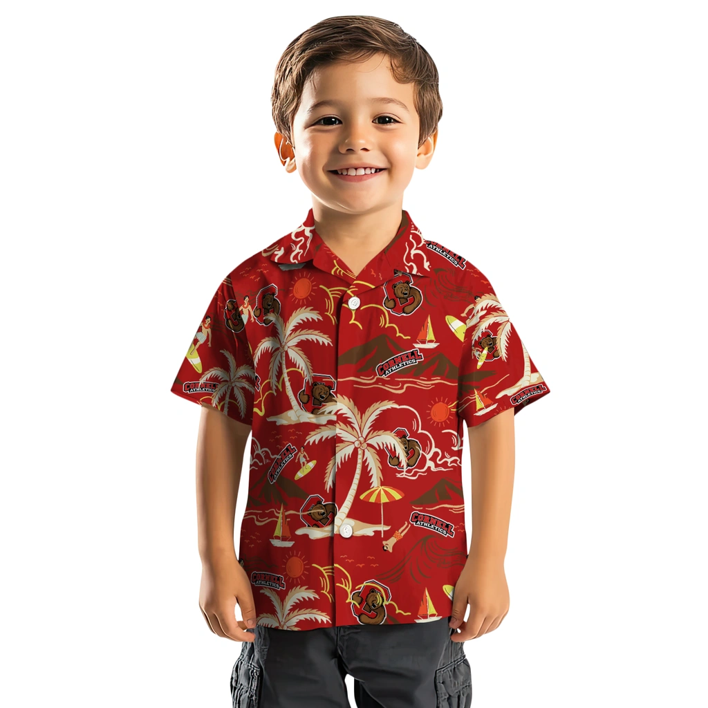 Cornell Big Red Hawaiian Shirt - Palm Tree Island cornell big red palm tree island red hawaiian shirts top rated
